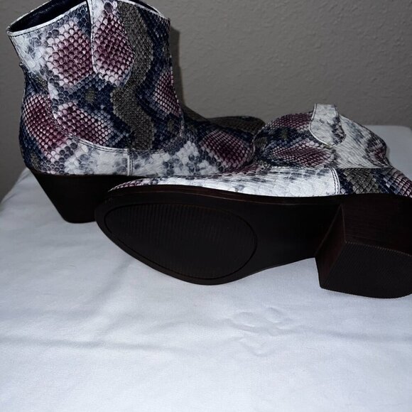 True Craft Multi-Colored Faux Snakeskin Ankle Boots 6M - Picture 5 of 8
